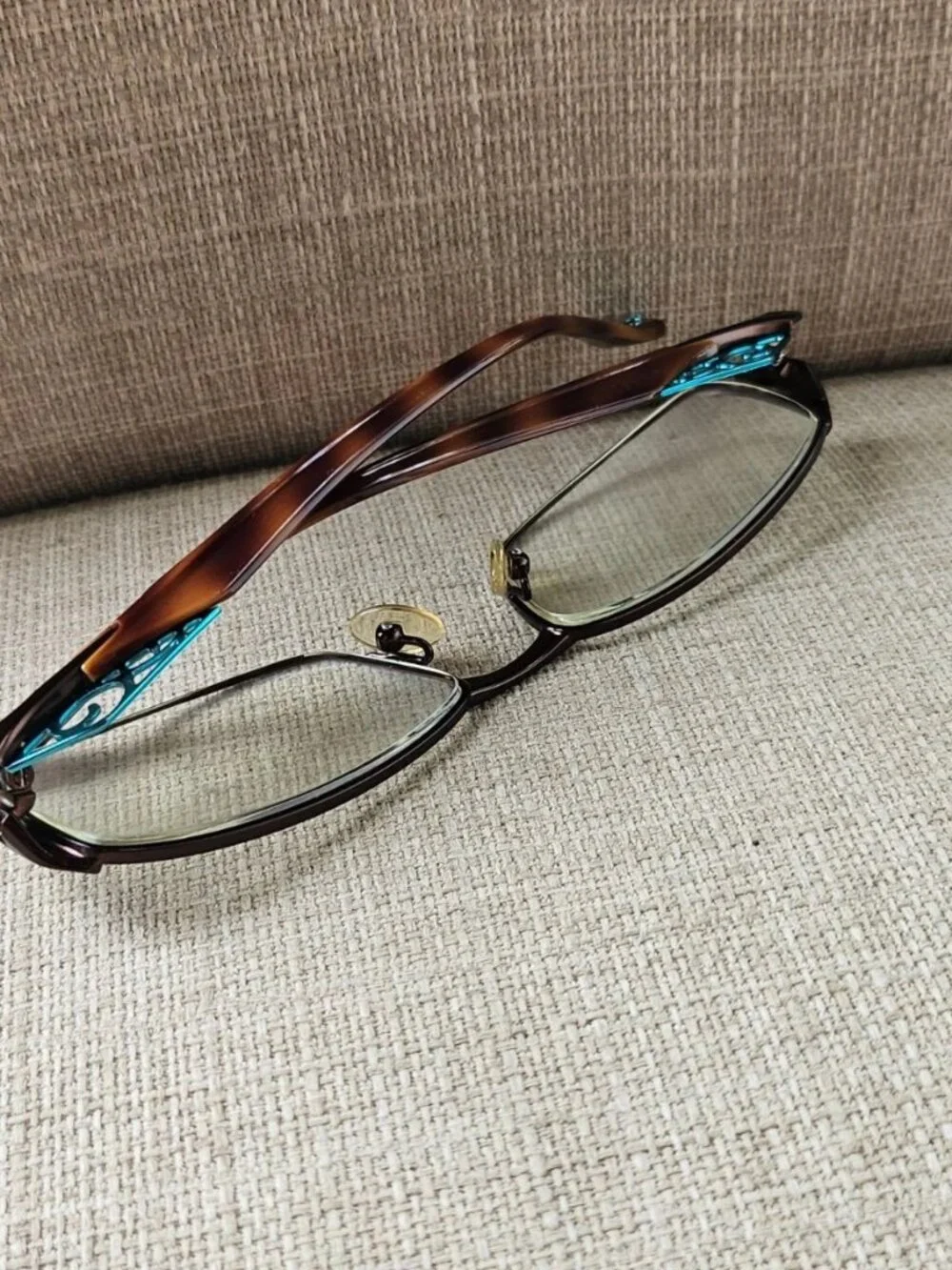 Morel France Women Eyeglasses Frame Brown W/ Turquoise Accent Glasses 6567K